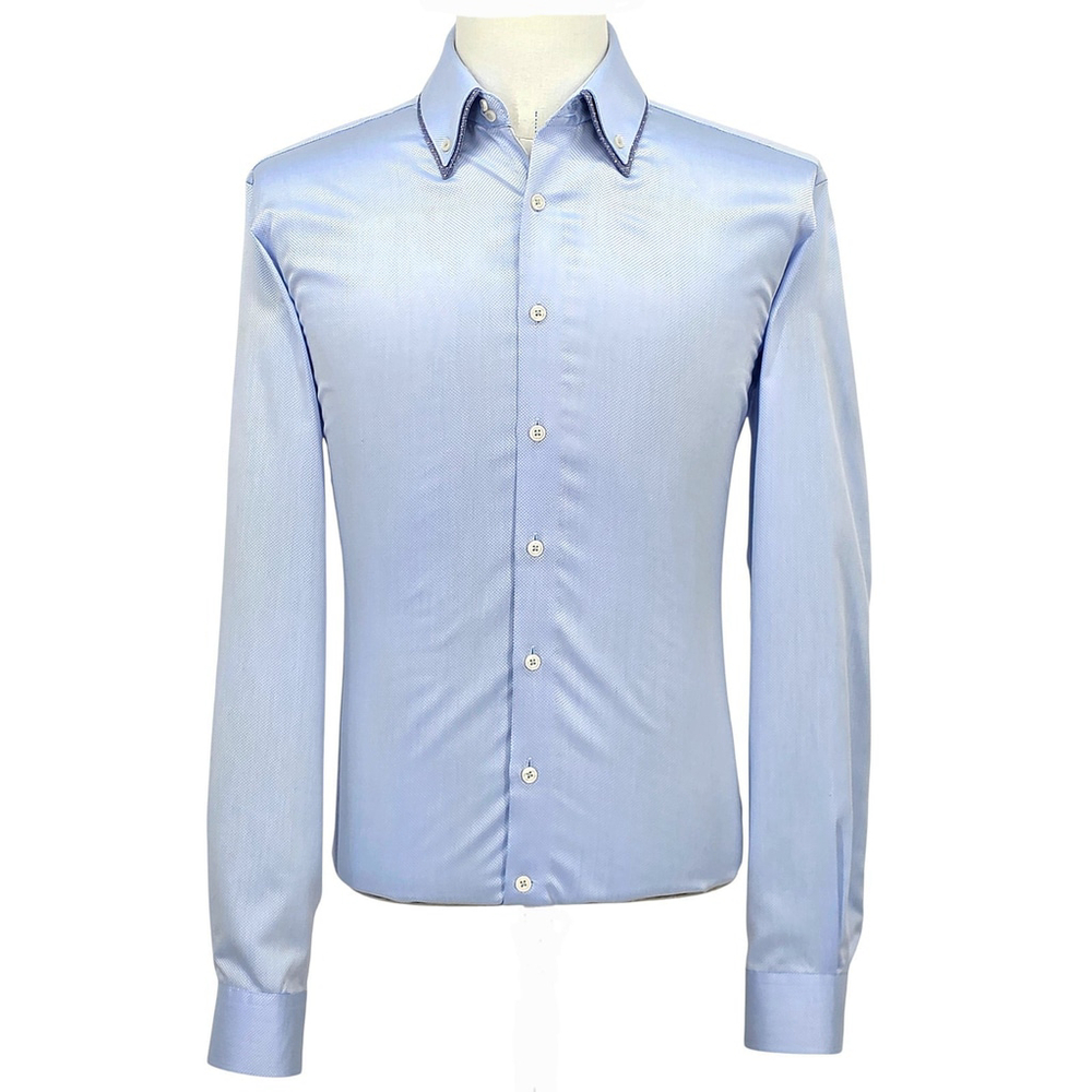 Mens Textured Dress Shirt Lindbergh Blue Modern Fit Large Quiet Luxury